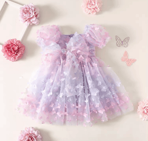 Kids girls Tea Party Butterfly Tulle Dress - Purple - Fox Baby & Co