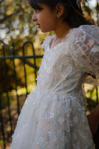 Kids girls Tea Party Sparkle Tulle Dress - White