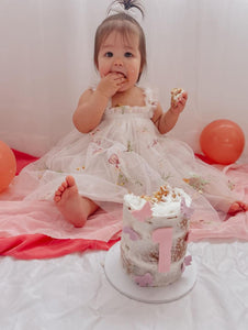 Arabella Garden Floral Tulle Birthday Dress - White (pre order) - Fox Baby & Co