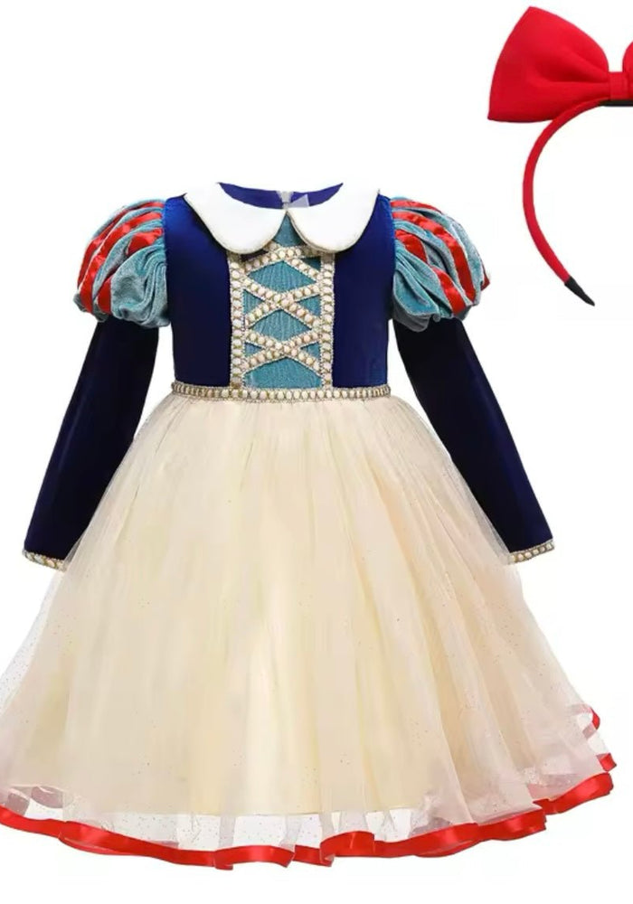 Classic Snow White Princess long Sleeve Party Dress Costume & Headband - Fox Baby & Co