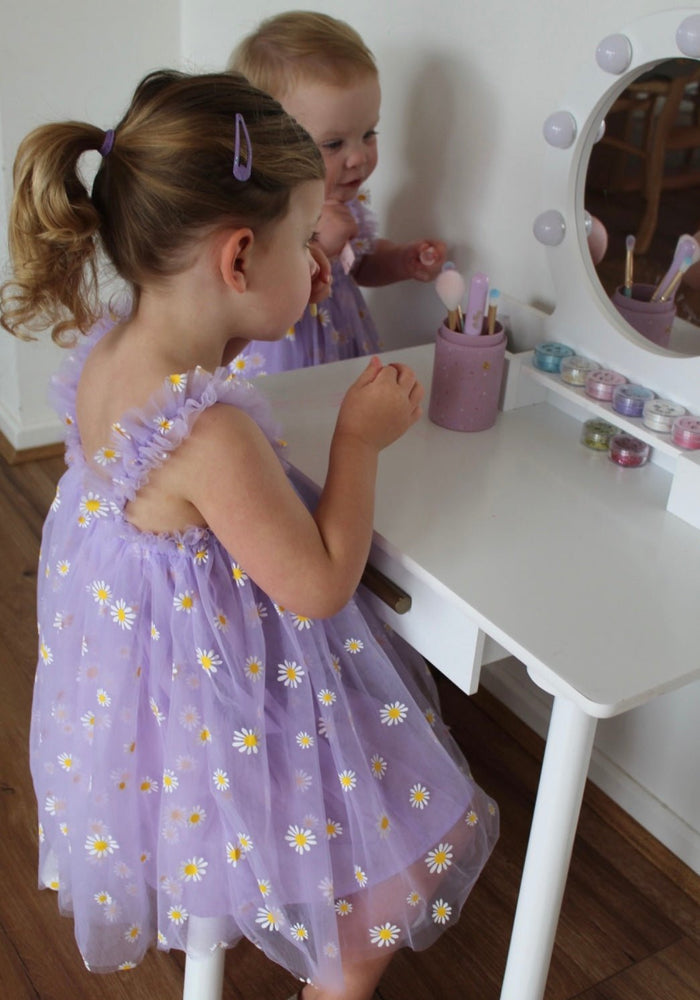 Kids little girl Arabella Daisy Tulle Dress - Purple - Fox Baby & Co