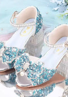 Load image into Gallery viewer, Blue Little Girls High Heel Princess Birthday Girl Shoes
