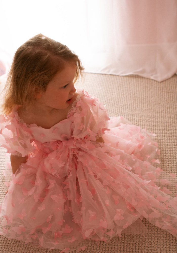 Kids girls Tea Party Butterfly Tulle Dress - Pink - Fox Baby & Co