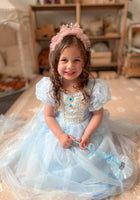 Load image into Gallery viewer, Whimsical Snow Star Princess Birthday Party Dress Costume with cape - Fox Baby &amp; Co
