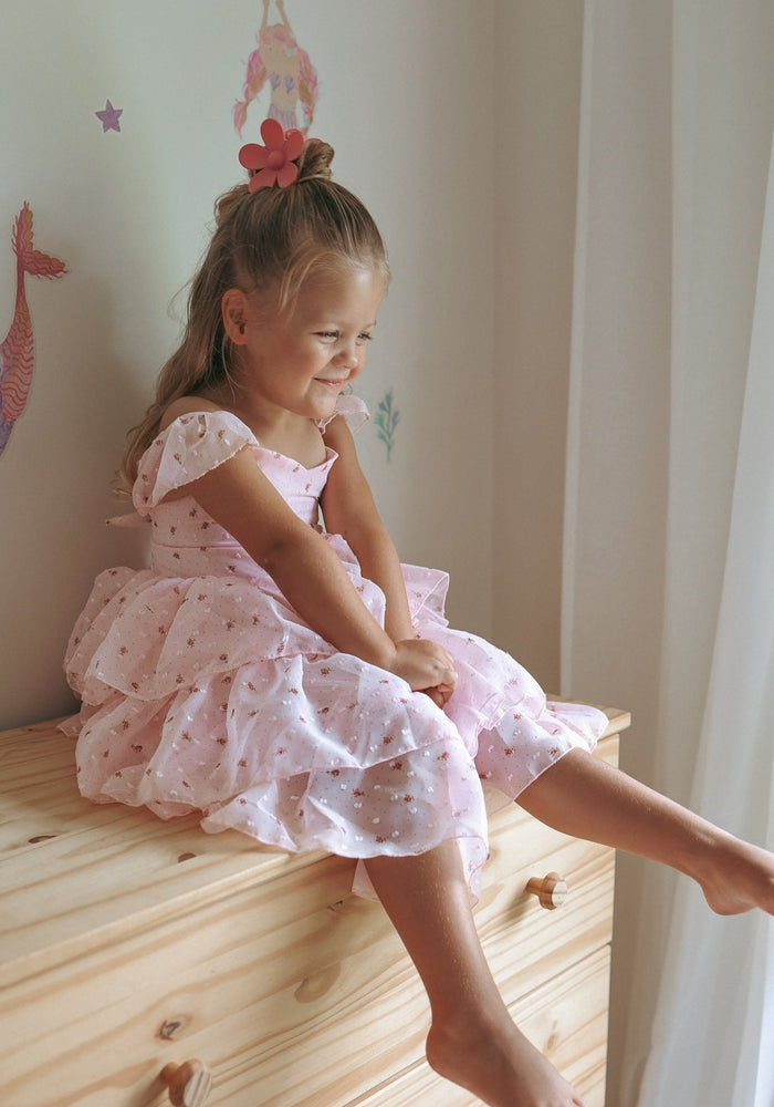Kids little girls Rosie Floral Luxe Party Dress - Pink (pre order) - Fox Baby & Co