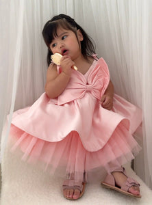 Acacia Oversized Bow Luxe Little Girls Party Dress - Pink (pre order) - Fox Baby & Co