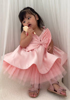 Load image into Gallery viewer, Acacia Oversized Bow Luxe Little Girls Party Dress - Pink (pre order) - Fox Baby &amp; Co
