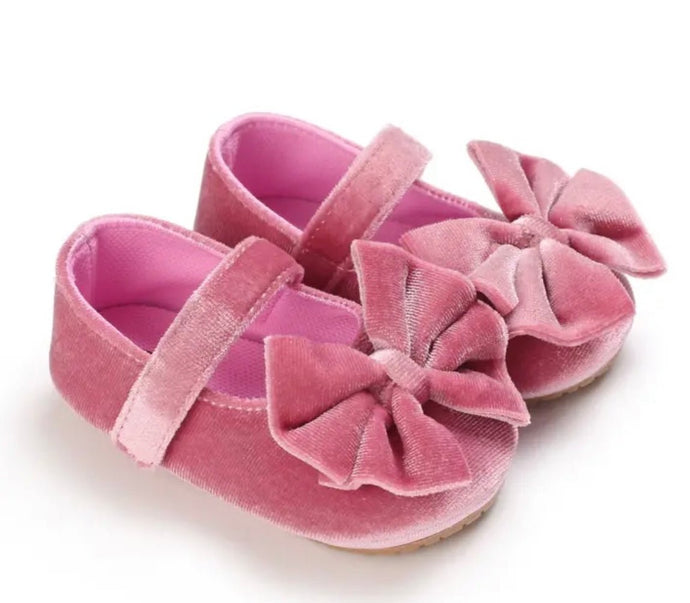 My First Christmas Baby Pink Velvet Shoes (pre order) - Fox Baby & Co