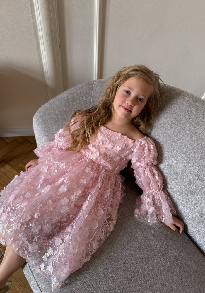 Flowergirl Sparkle Wonderland Long Sleeve Luxe Tulle Dress - Pink - Fox Baby & Co