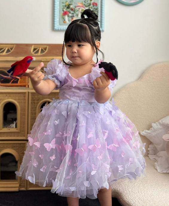 Kids girls Tea Party Butterfly Tulle Dress - Purple - Fox Baby & Co