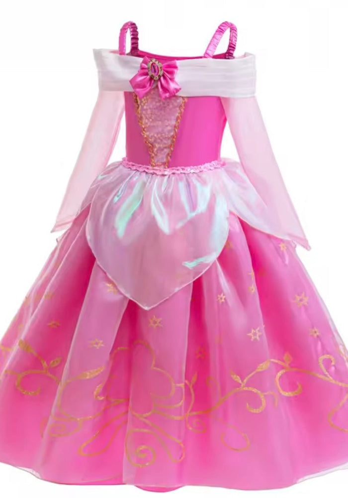 Magical Aurora Pink Princess Long Sleeve Party Dress Costume - Fox Baby & Co