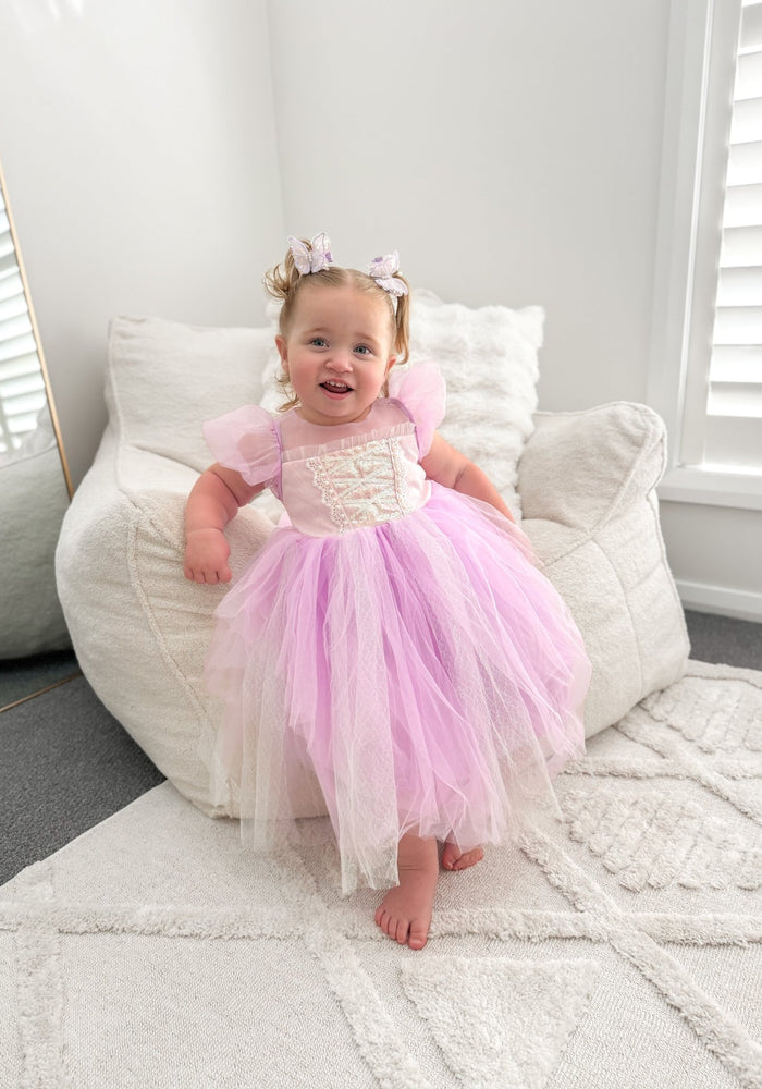 Whimsical Rapunzel Princess Puff Sleeve Party Dress Costume - Fox Baby & Co