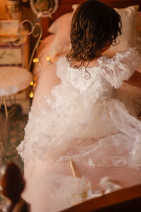 Kids girls Tea Party Butterfly Tulle Dress - White