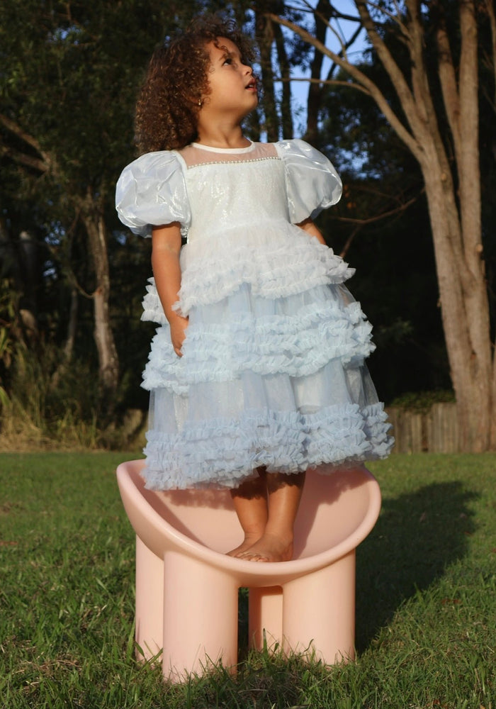 Kid little girl Fairytale Birthday Tulle Dress - Blue - Fox Baby & Co