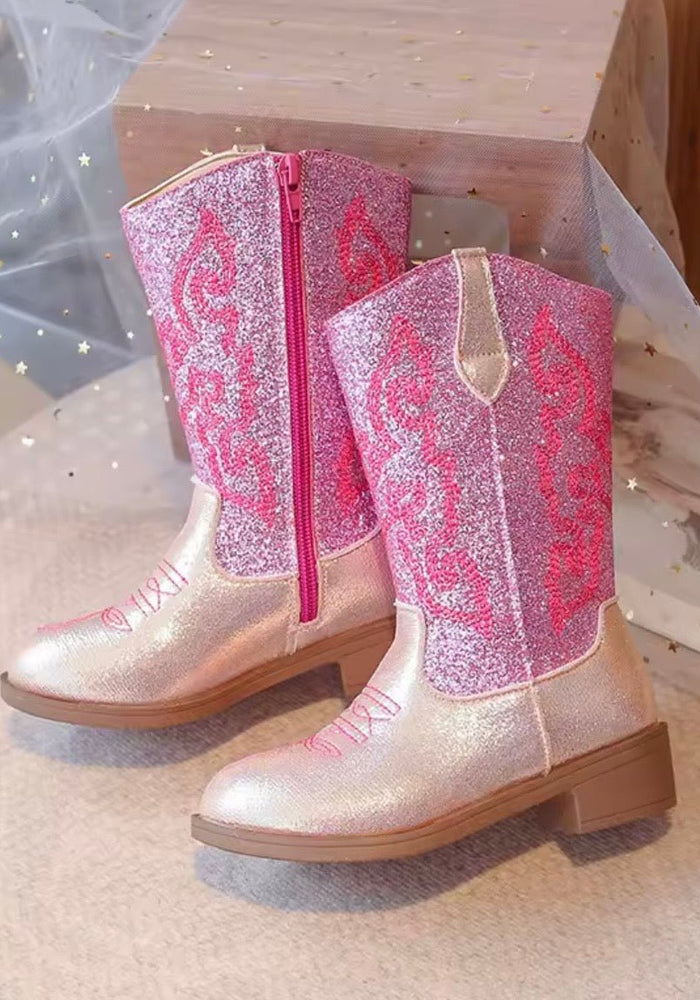 Sparkle Princess K - pop Cowgirl Boots – Pink/Rose Gold - Fox Baby & Co