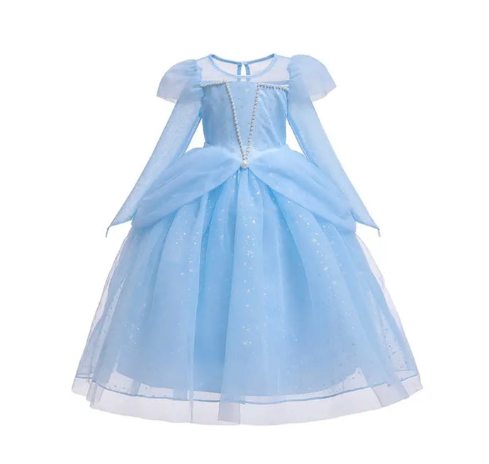 Blue Wonderland Princess Birthday Long Sleeve Party Dress Costume