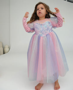 Classic Mermaid Princess Birthday Long Sleeve Party Dress Costume