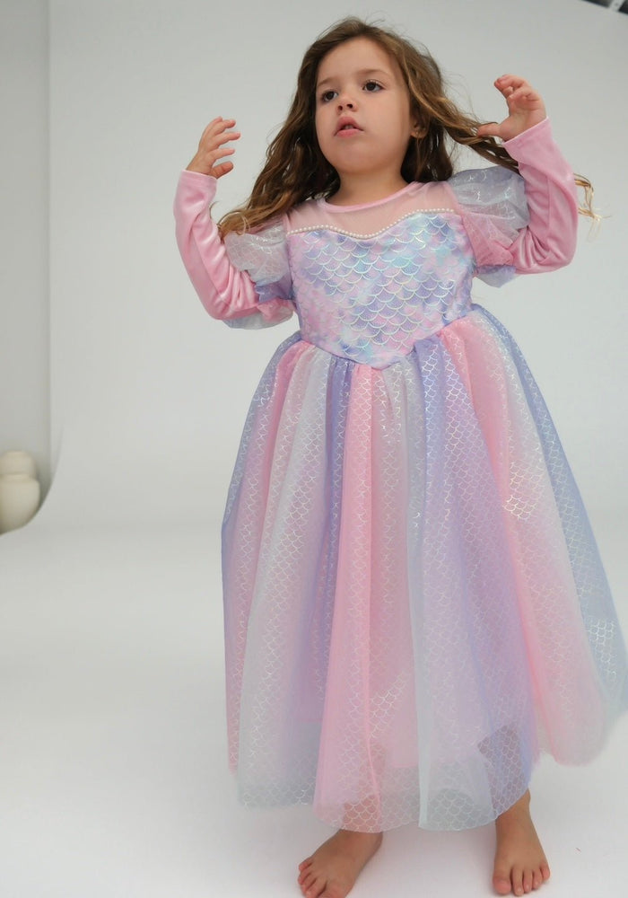 Classic Mermaid Princess Birthday Long Sleeve Party Dress Costume - Fox Baby & Co