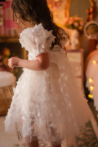 Kids girls Tea Party Butterfly Tulle Dress - White