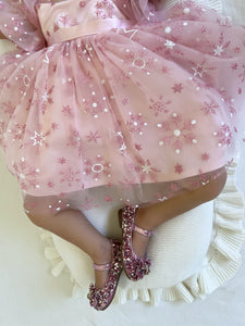 Kids girls Winter Wonderland Party Tulle Dress - Rose (pre order)