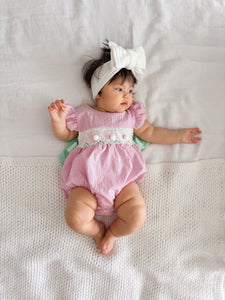 Easter Gingham Bow Romper - Pink (pre order) - Fox Baby & Co