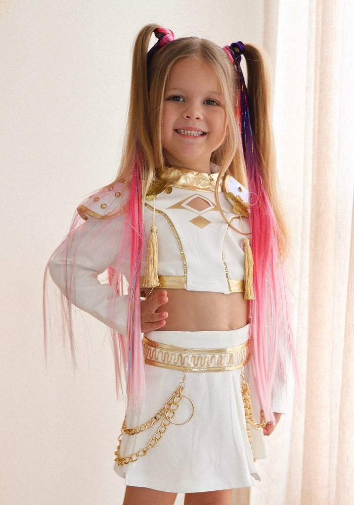 Kids Girls kpop Style Demon Hunter Rumi Mira Costume Skirt & Top 2 Piece Set - Fox Baby & Co