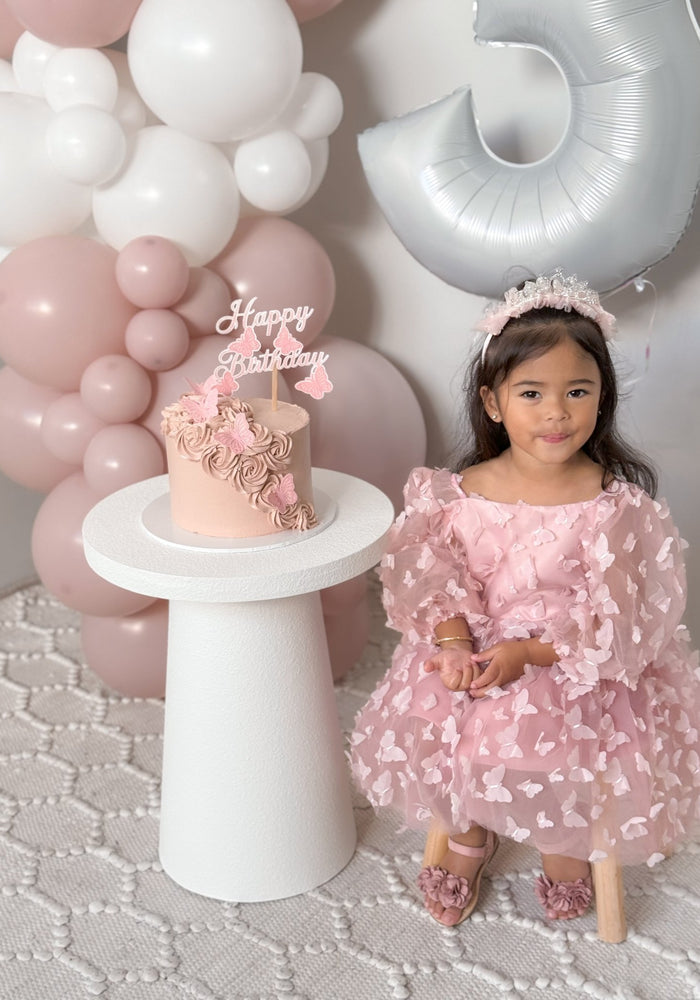 Madelyn Butterfly Luxe Little Girls Tulle Dress - Dusty Rose - Fox Baby & Co