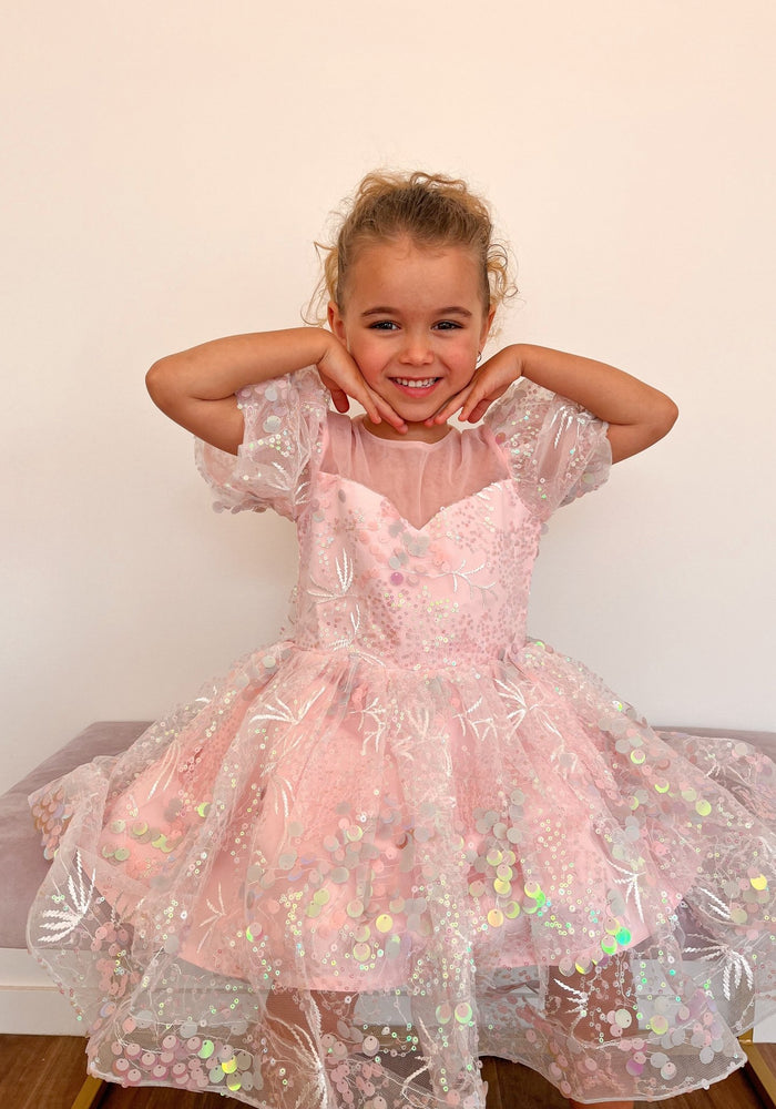 Enchanted Mermaid Sequins Luxe Tulle Dress - Pink (preorder) - Fox Baby & Co