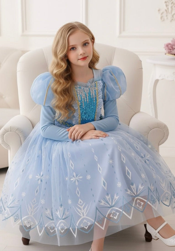 Snow Sparkle Princess Birthday Party Dress Costume with gloves - Fox Baby & Co