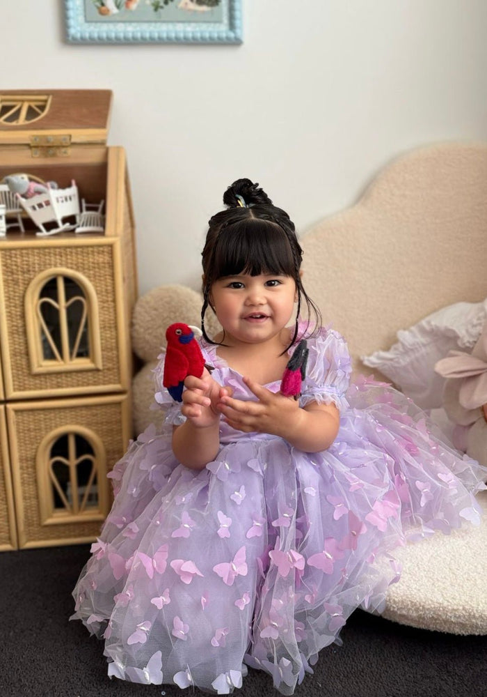 Kids girls Tea Party Butterfly Tulle Dress - Purple - Fox Baby & Co
