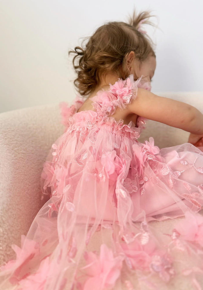 French Floral Fairy Tulle Dress - Musk Pink - Fox Baby & Co