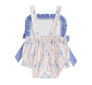 Posy Floral Bow Romper - Blue - Fox Baby & Co