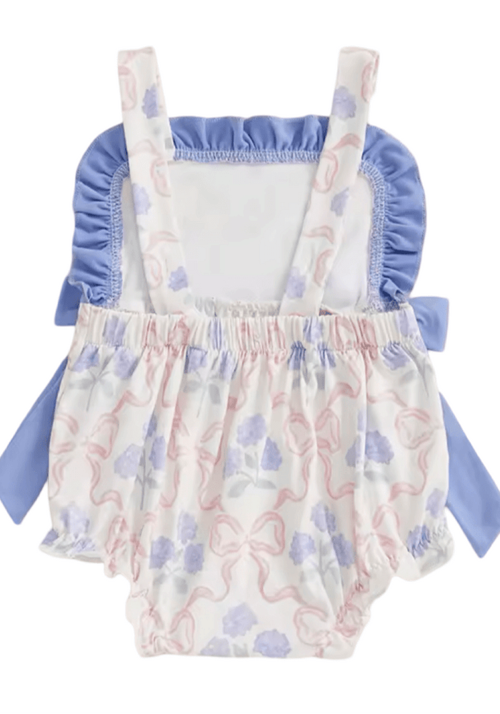 Posy Floral Bow Romper - Blue - Fox Baby & Co