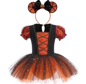 Witch Queen Halloween Tutu Romper with headband - Orange - Fox Baby & Co