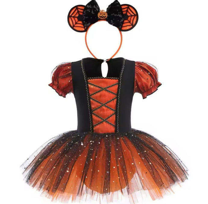 Witch Queen Halloween Tutu Romper with headband - Orange - Fox Baby & Co
