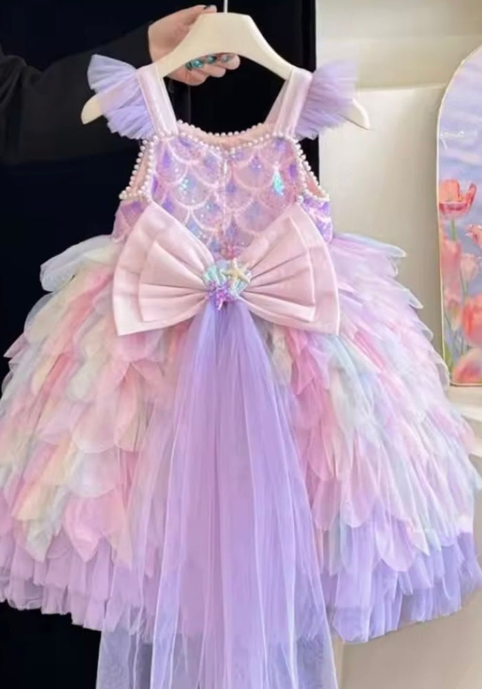Mermaid Rainbow Bow Princess Party Dress
