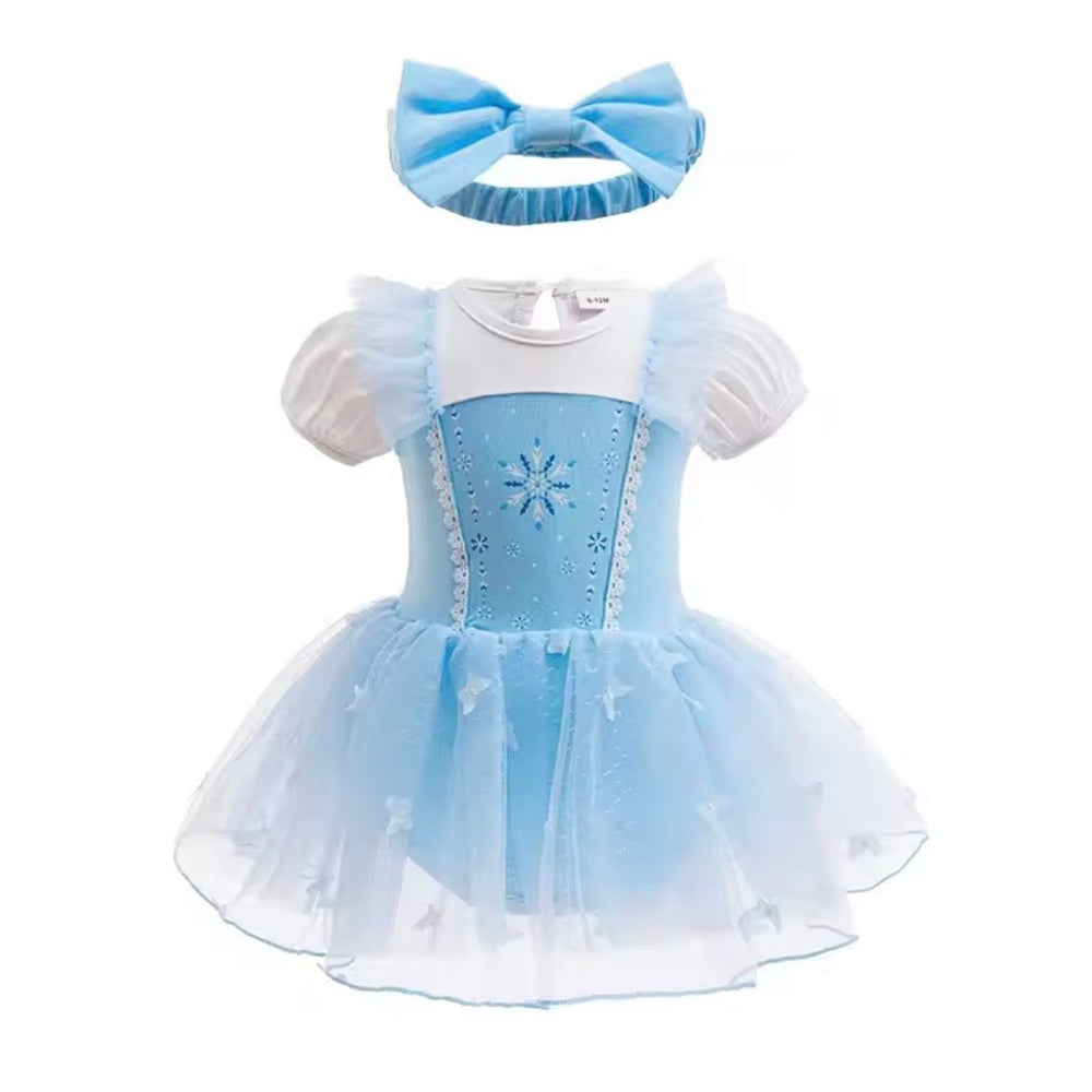 Baby Girls Elsa Princess Tutu Tulle Romper with bow - Fox Baby & Co