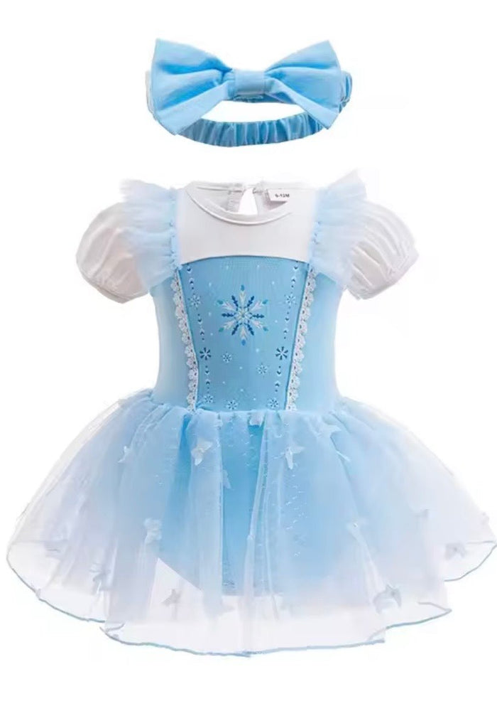 Baby Girls Elsa Princess Tutu Tulle Romper with bow - Fox Baby & Co