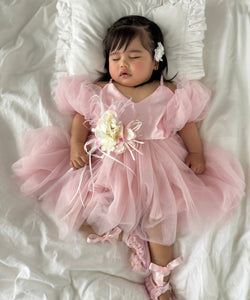 Bella Little Girls Flower Girl Tulle Dress - Baby Pink (pre order) - Fox Baby & Co