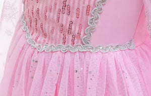 Pink Snowflake Princess Birthday Party Dress Costume with cape
