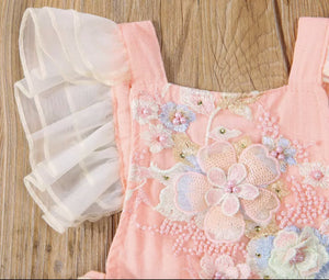 Billie Birthday Romper - Peach (1st or 2nd birthday outfit) - Fox Baby & Co