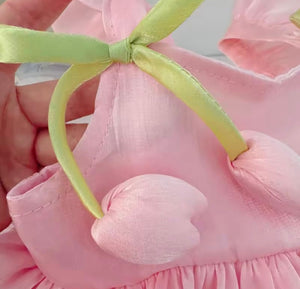 Spring Tulip Puff Frill Dress - Pink