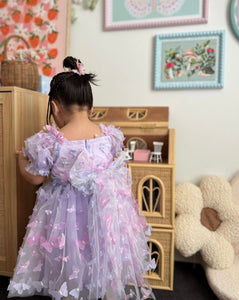 Kids girls Tea Party Butterfly Tulle Dress - Purple - Fox Baby & Co