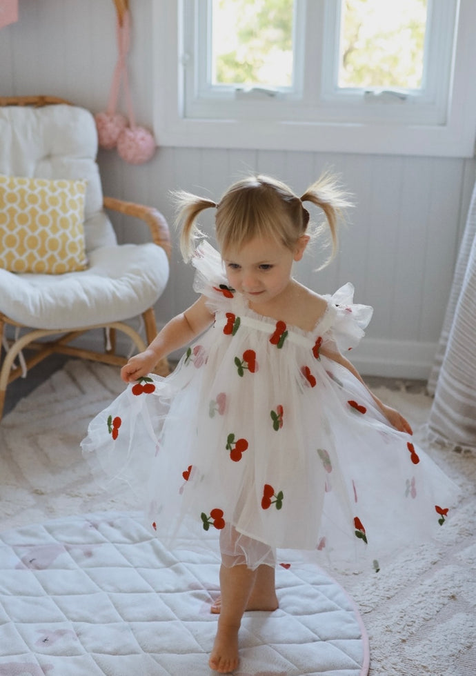 Pixie Butterfly Tulle Dress - Cherry