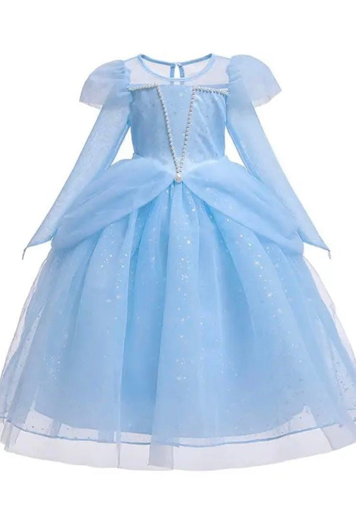 Blue Wonderland Princess Birthday Long Sleeve Party Dress Costume - Fox Baby & Co