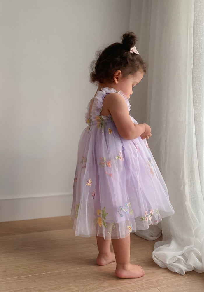 Arabella Garden Floral Tulle Birthday Dress - lilac - Fox Baby & Co