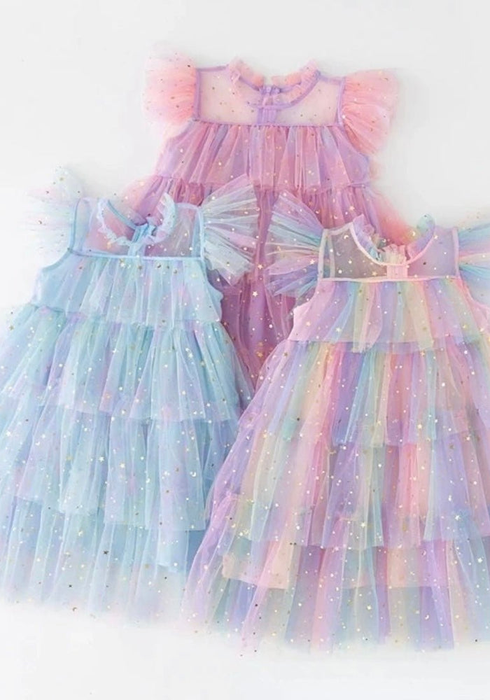 Enchanted Tulle Princess Tulle Birthday Dress Pink Rainbow - Fox Baby & Co