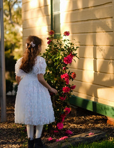 Kids girls Tea Party Sparkle Tulle Dress - White