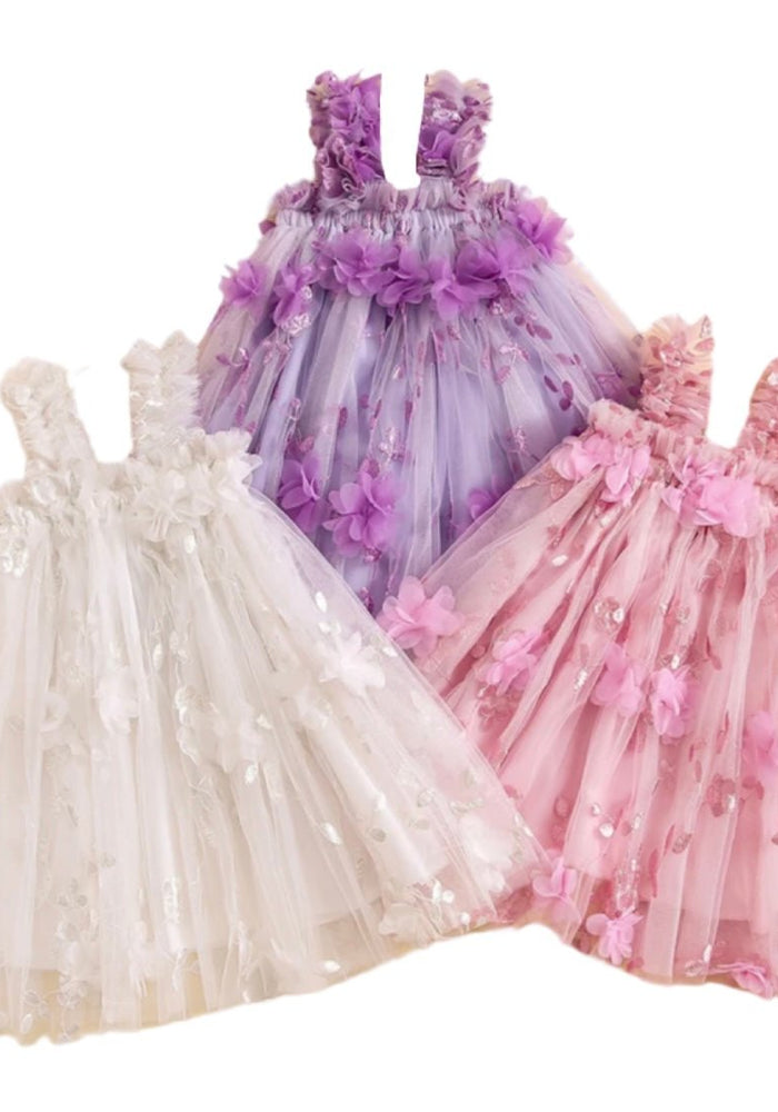 French Floral Fairy Tulle Dress - Musk Pink - Fox Baby & Co
