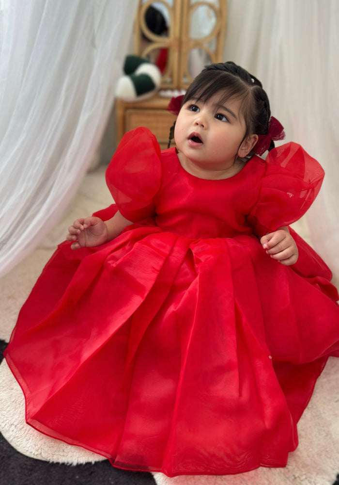 Kids little girls Bonnie Christmas Luxe Dress - Red (pre order) - Fox Baby & Co